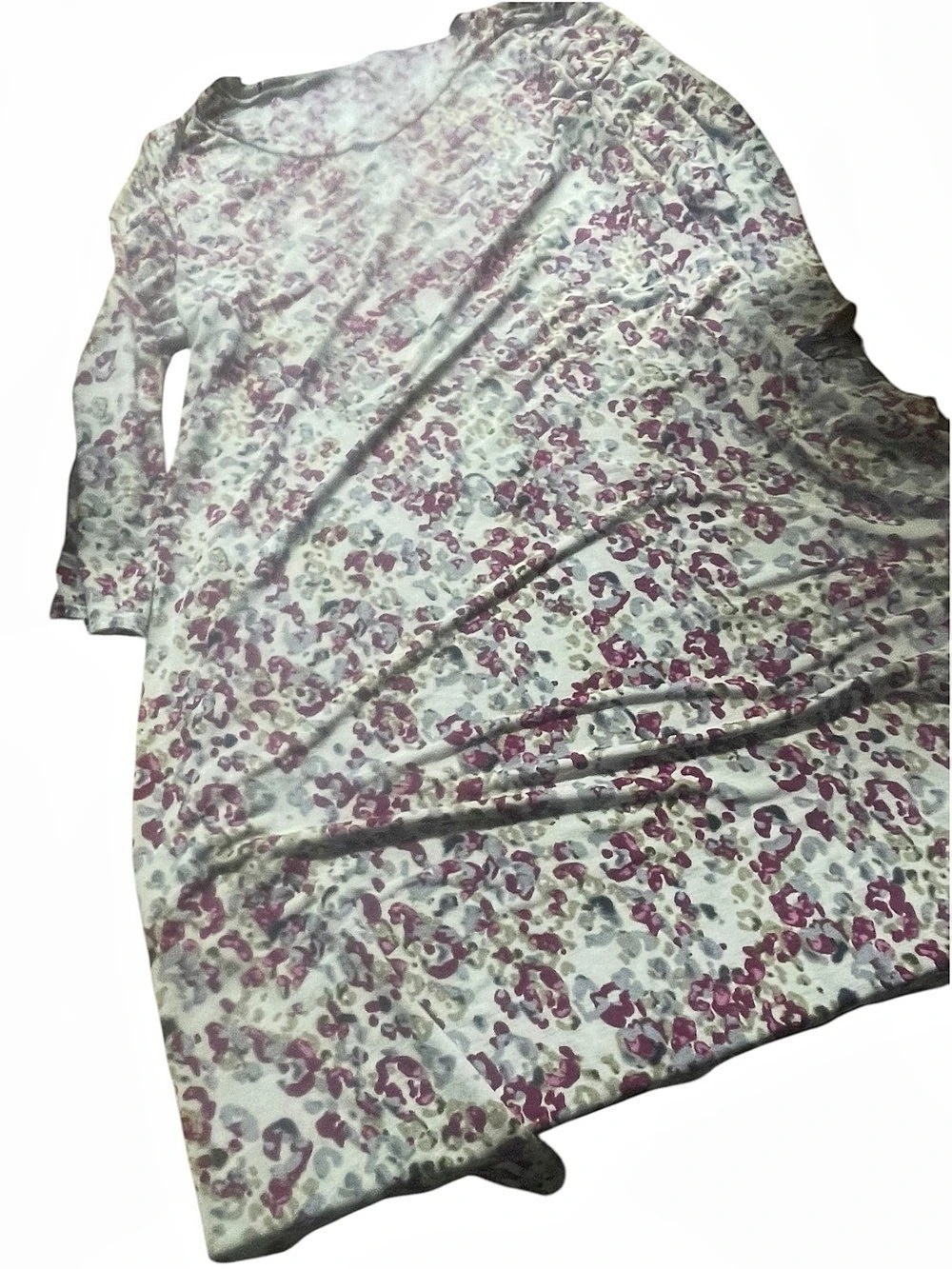 Long Sleeve Animal Print dress in Purple & Gray size medium excellent condition